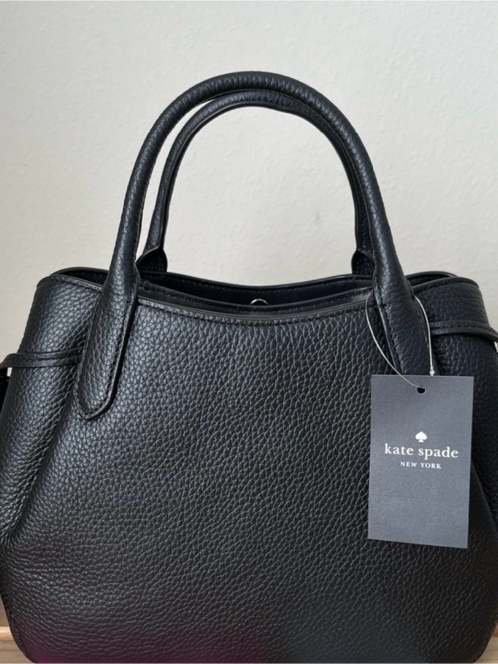 kate spade Black Pebbled Leather Satchel with Gold Logo - Picture 2 of 5